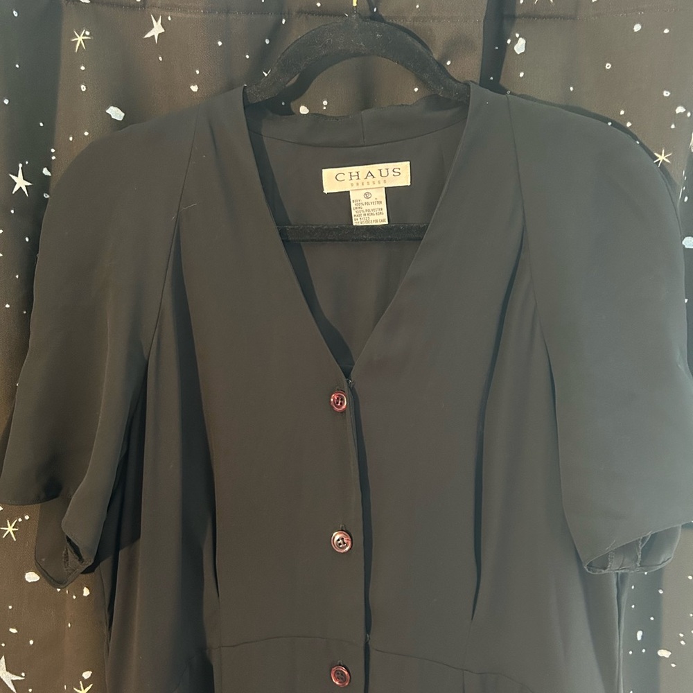 (Crossposted, comment please) 
Chaus Black V-Neck Dress with Red Buttons